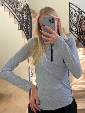 LOHLA SPORT Blue Print Quarter Zip Golf Top NWT